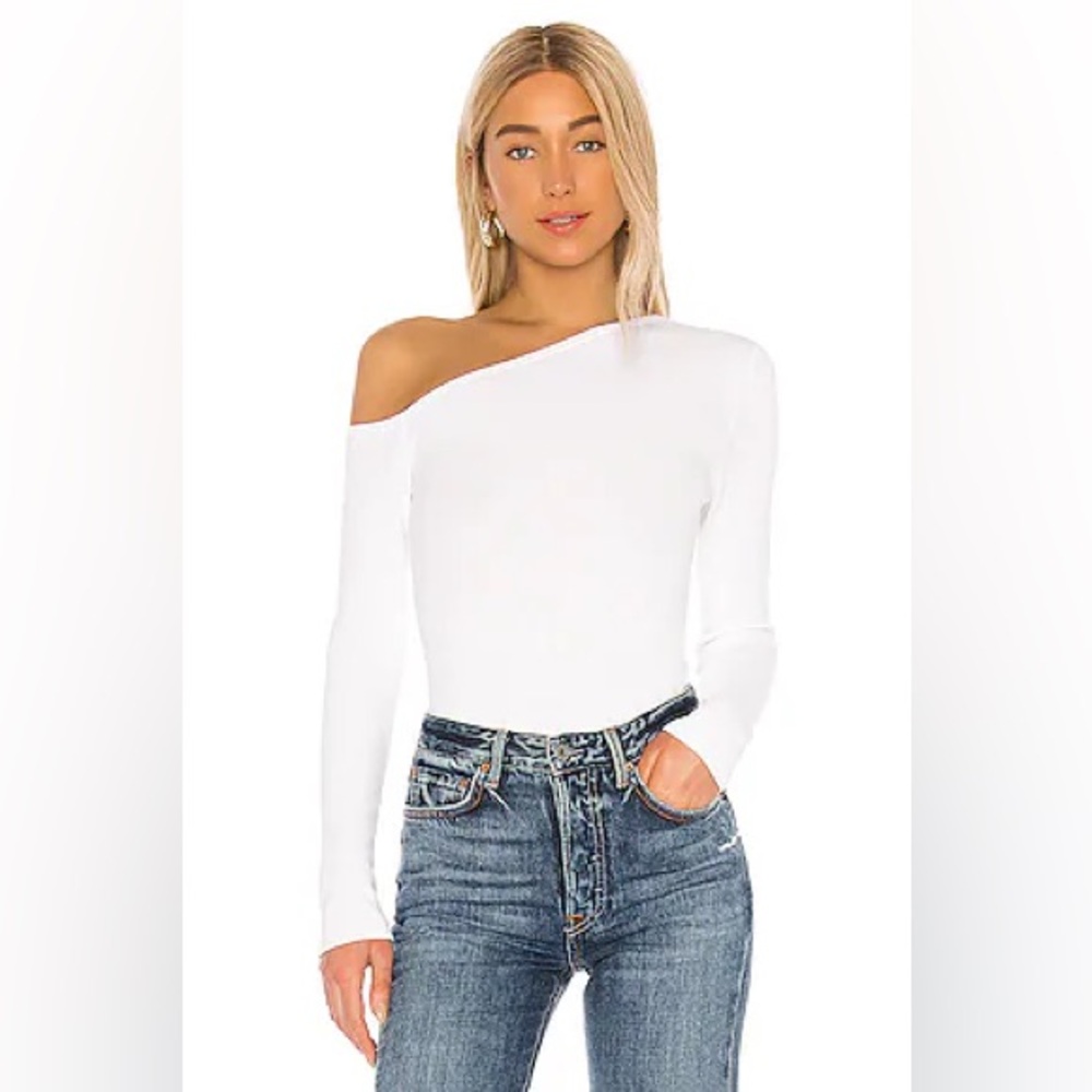 525 America Asymmetrical White Knit Top